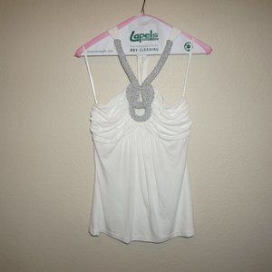 Whbm Beautiful Embellished Neck Halter Top